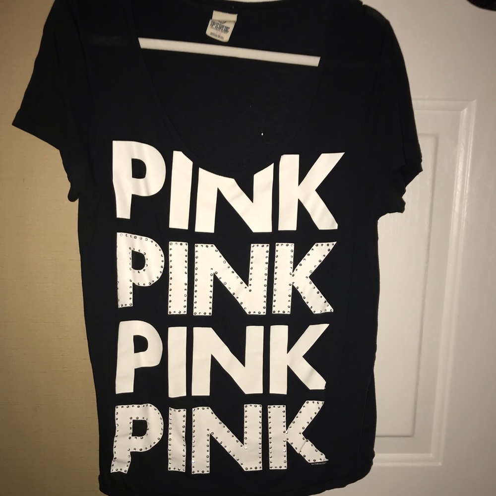 VS PINK black top with pretty with bling details